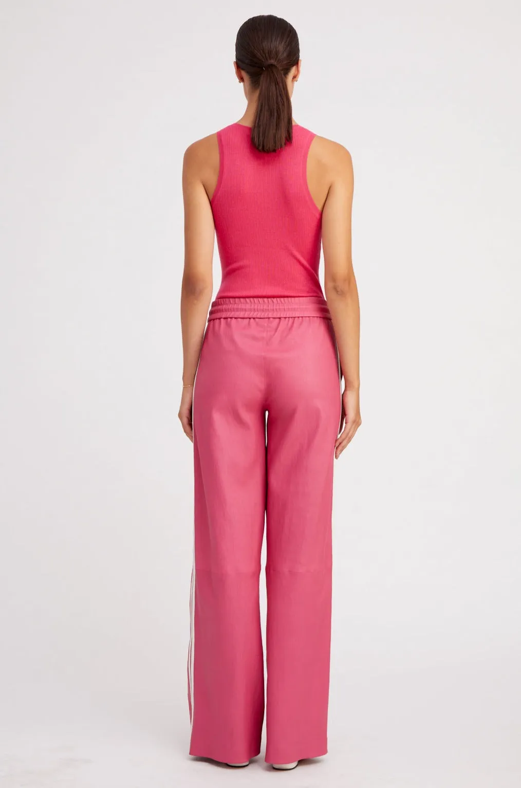 Hot Pink Leather Athletic Drawstring Pants