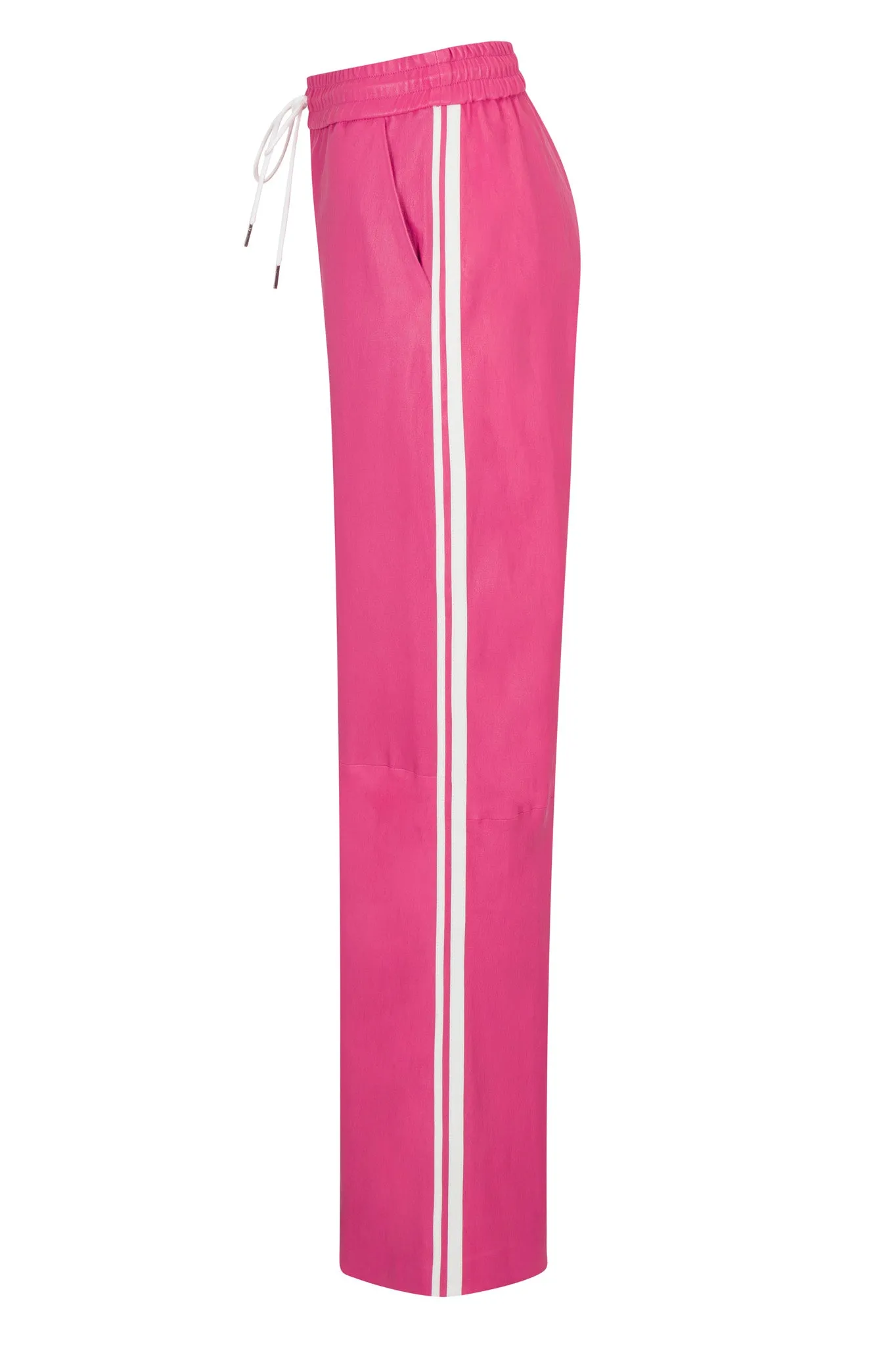 Hot Pink Leather Athletic Drawstring Pants