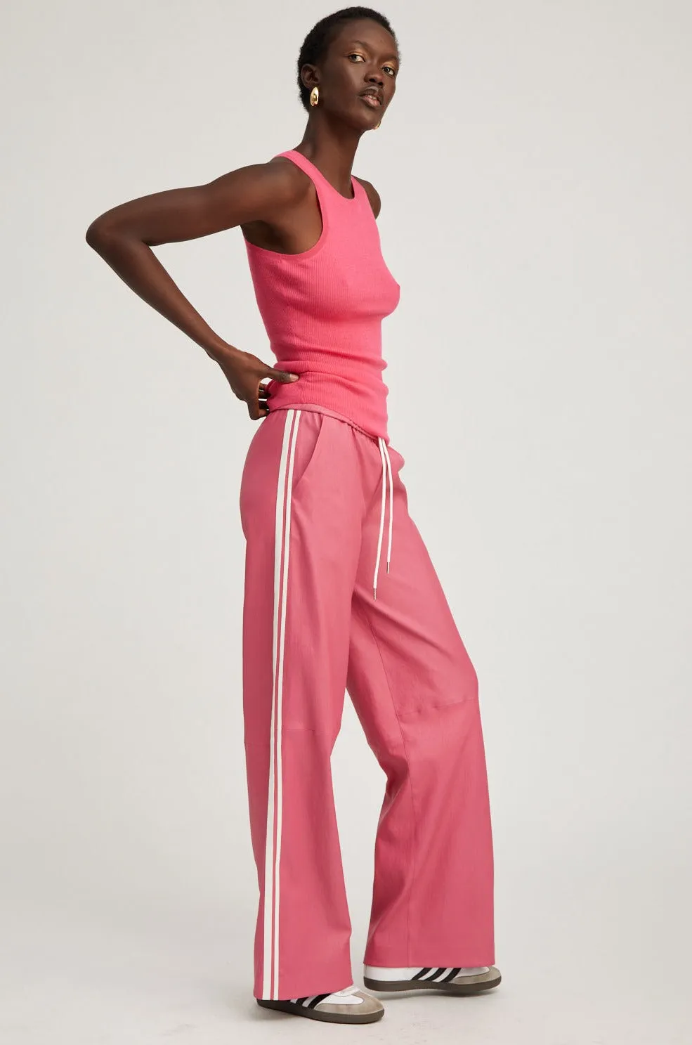 Hot Pink Leather Athletic Drawstring Pants