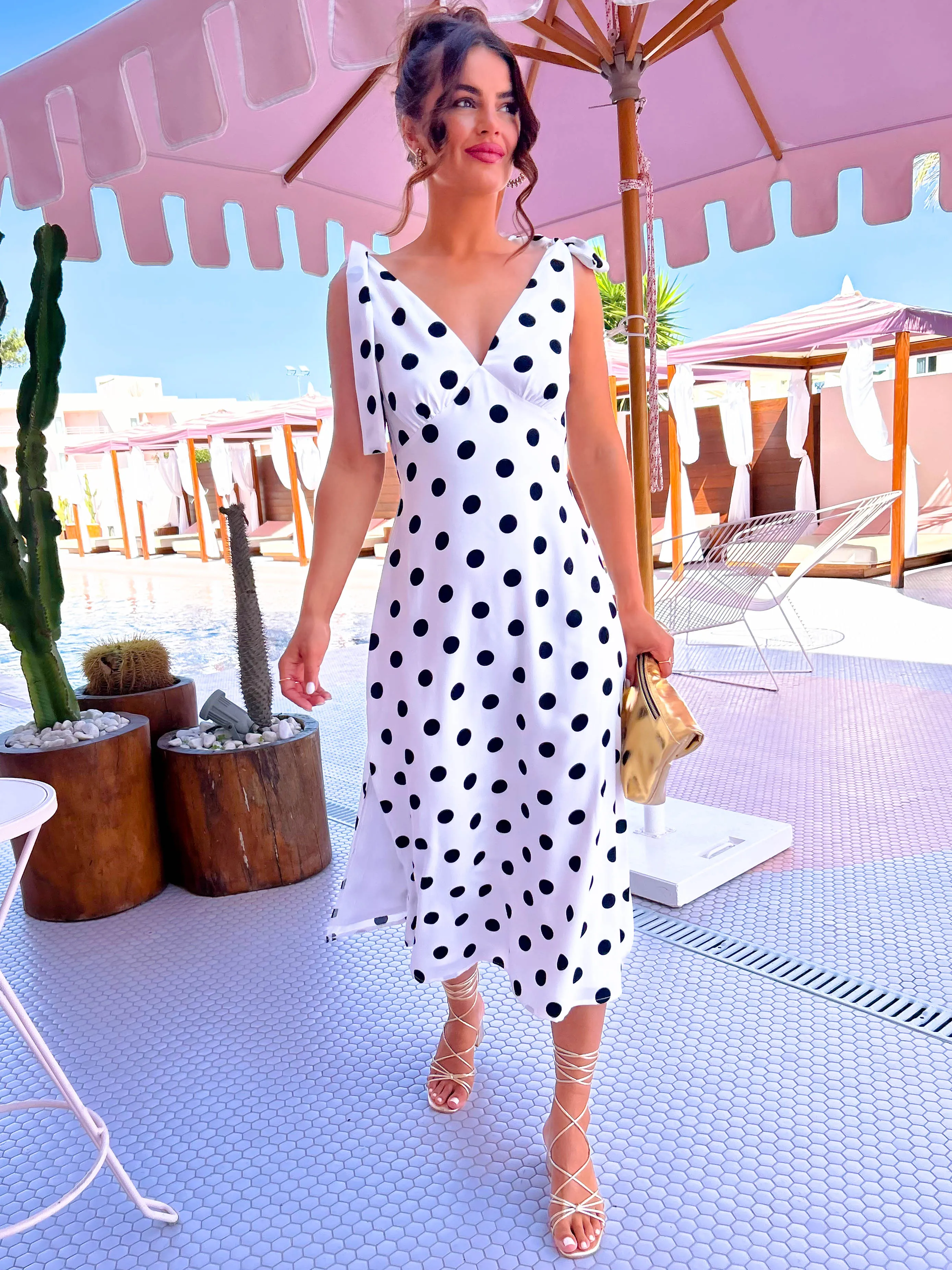 Hot Spot - White Polka Dot Maxi Dress