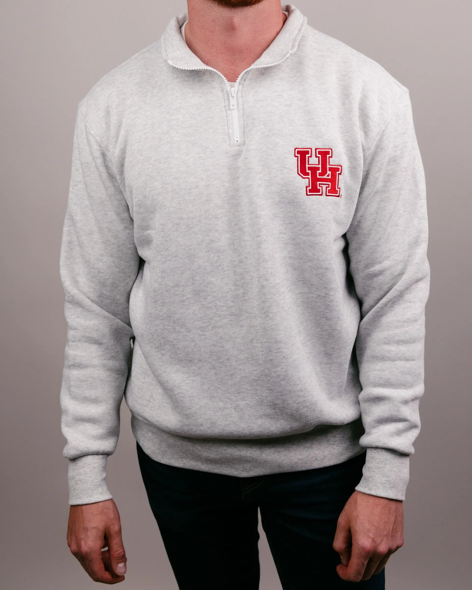 Houston Cougars Ash Grey Quarter Zip