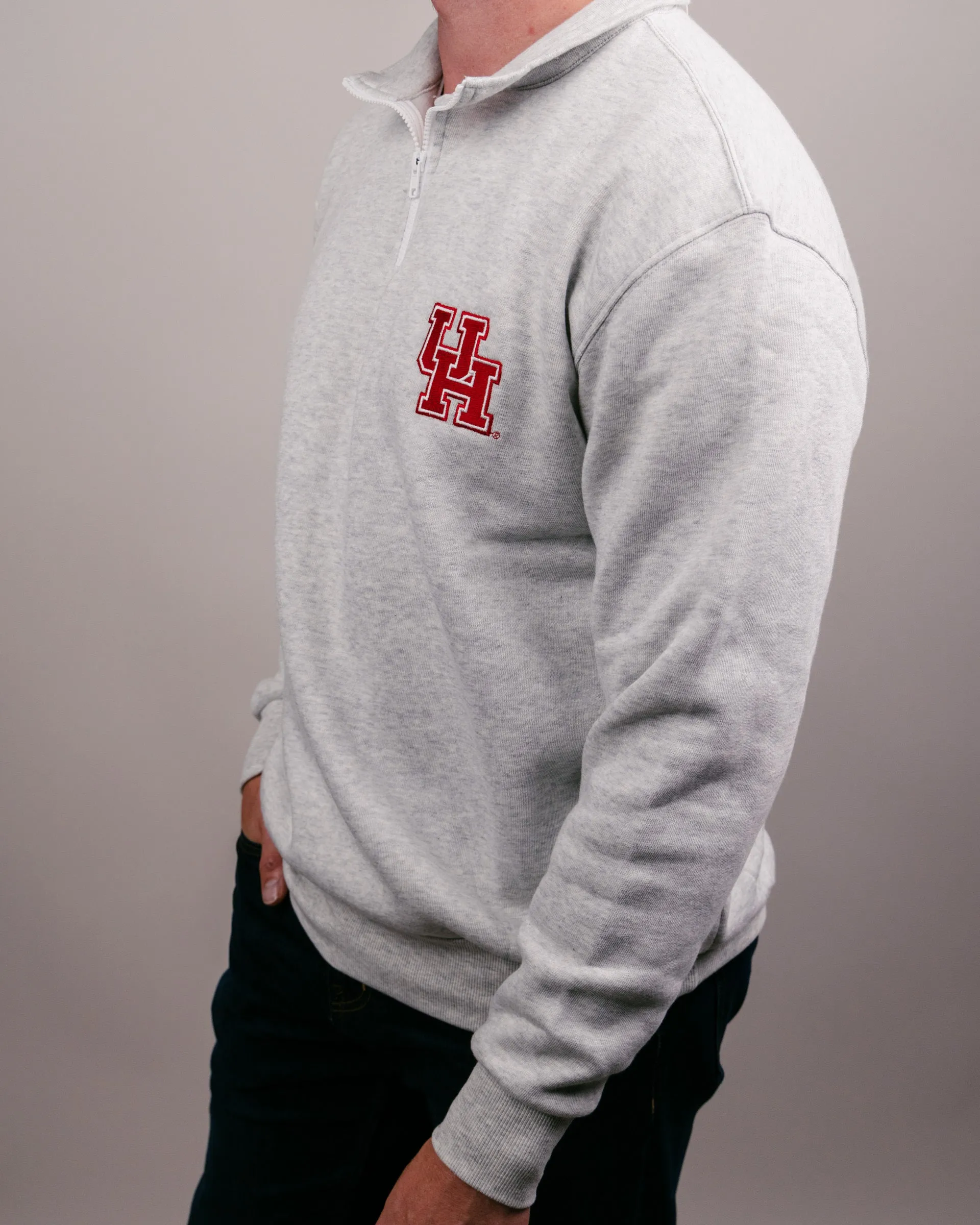 Houston Cougars Ash Grey Quarter Zip