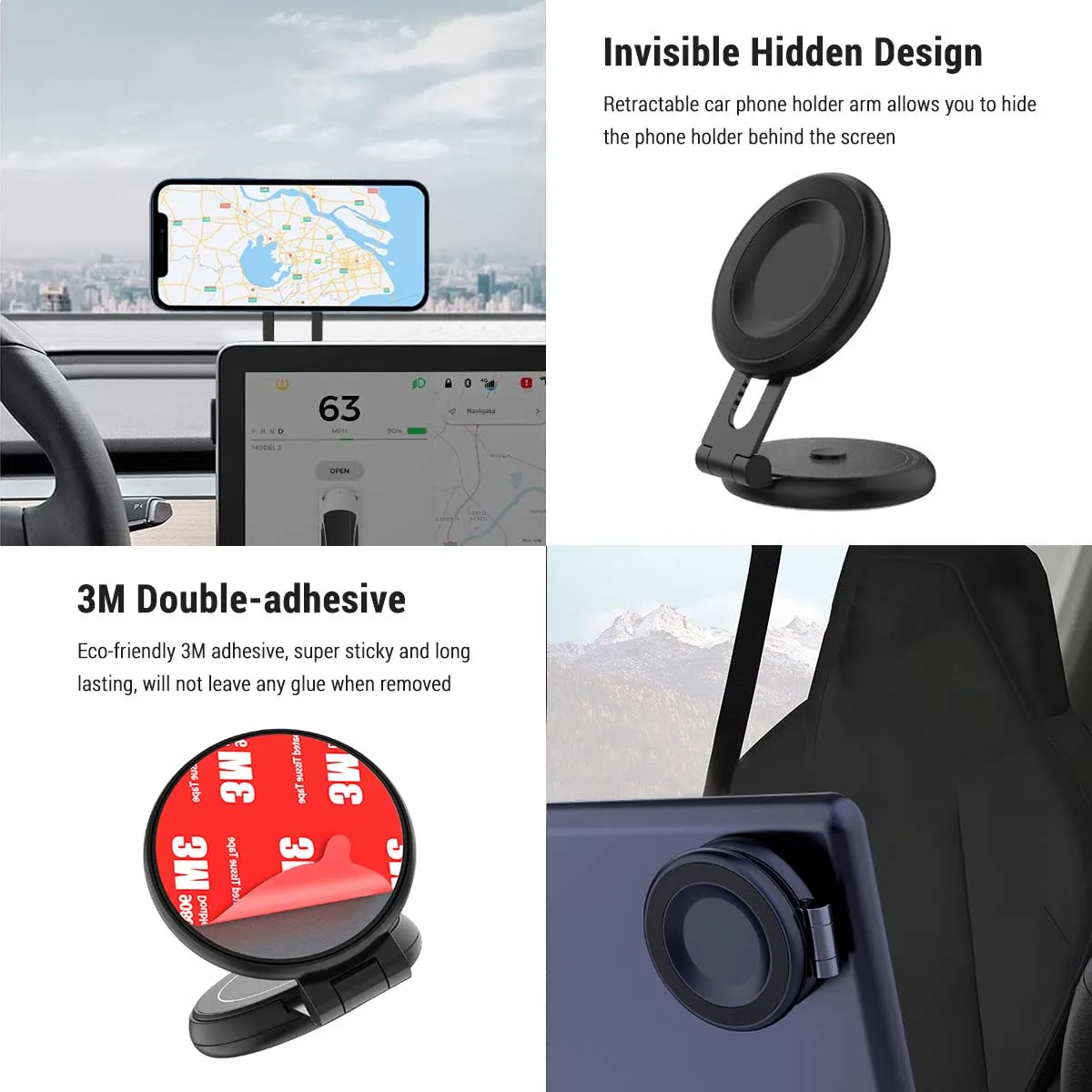 Invisible Magnetic Phone Mount for Tesla Model 3/Y/X/S