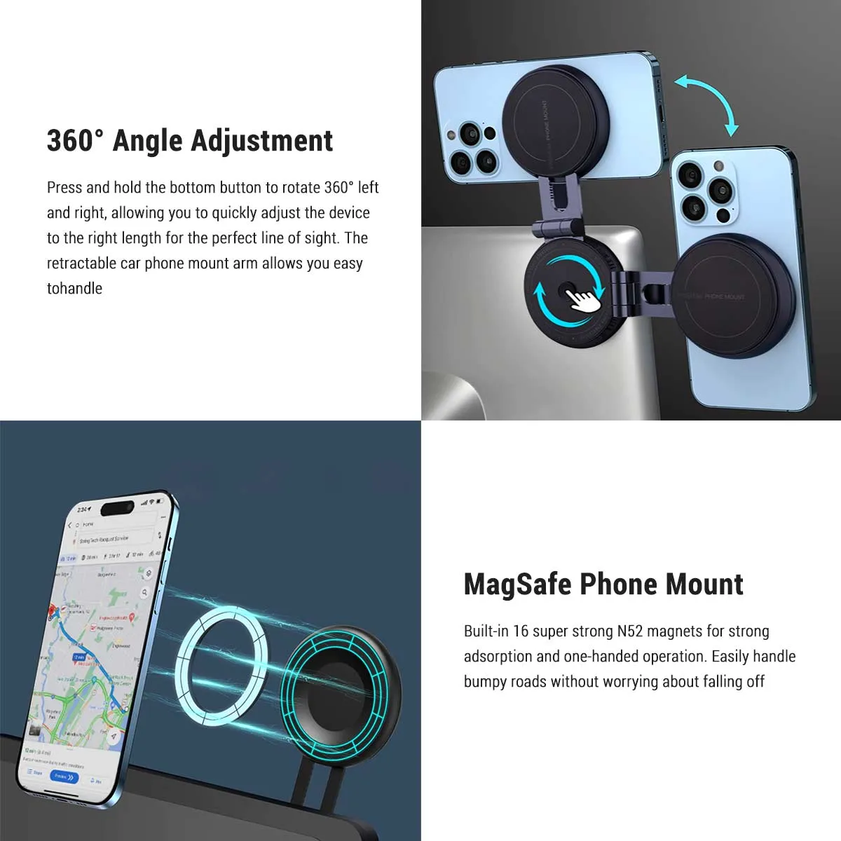 Invisible Magnetic Phone Mount for Tesla Model 3/Y/X/S