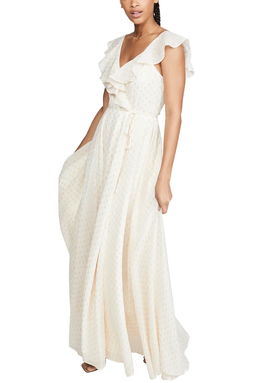 Ivory Iris Polka Dot Wrap Maxi Dress