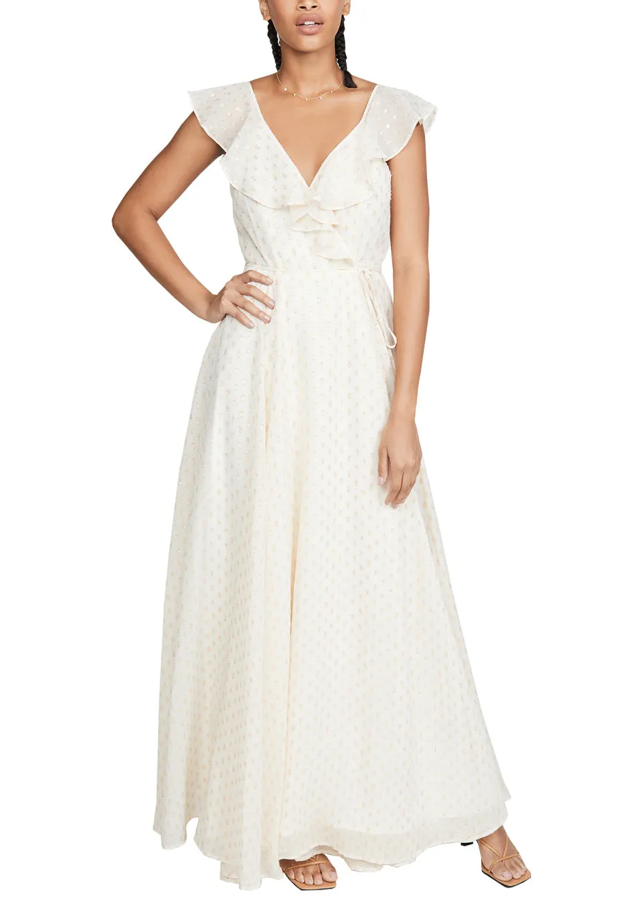 Ivory Iris Polka Dot Wrap Maxi Dress