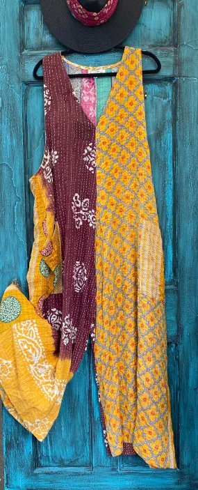 Kantha Bae Harmony Romper wide leg Yellow/Burgandy