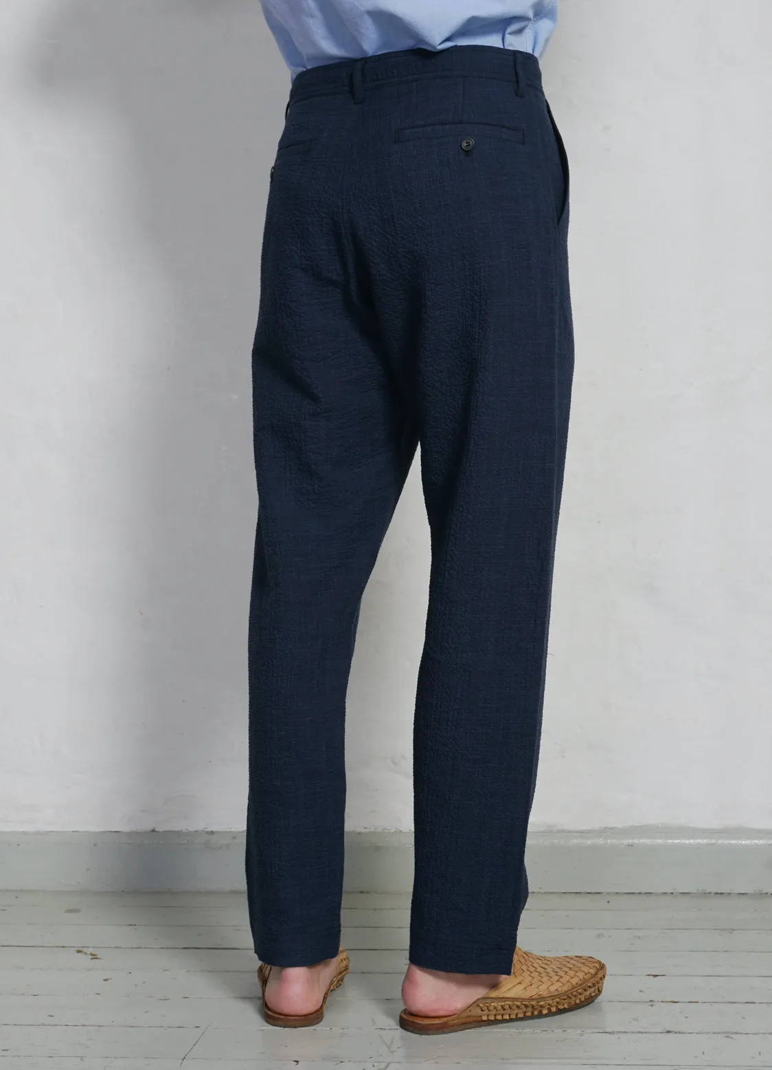 KEN | Wide Cut Trousers | Crinkle Blue