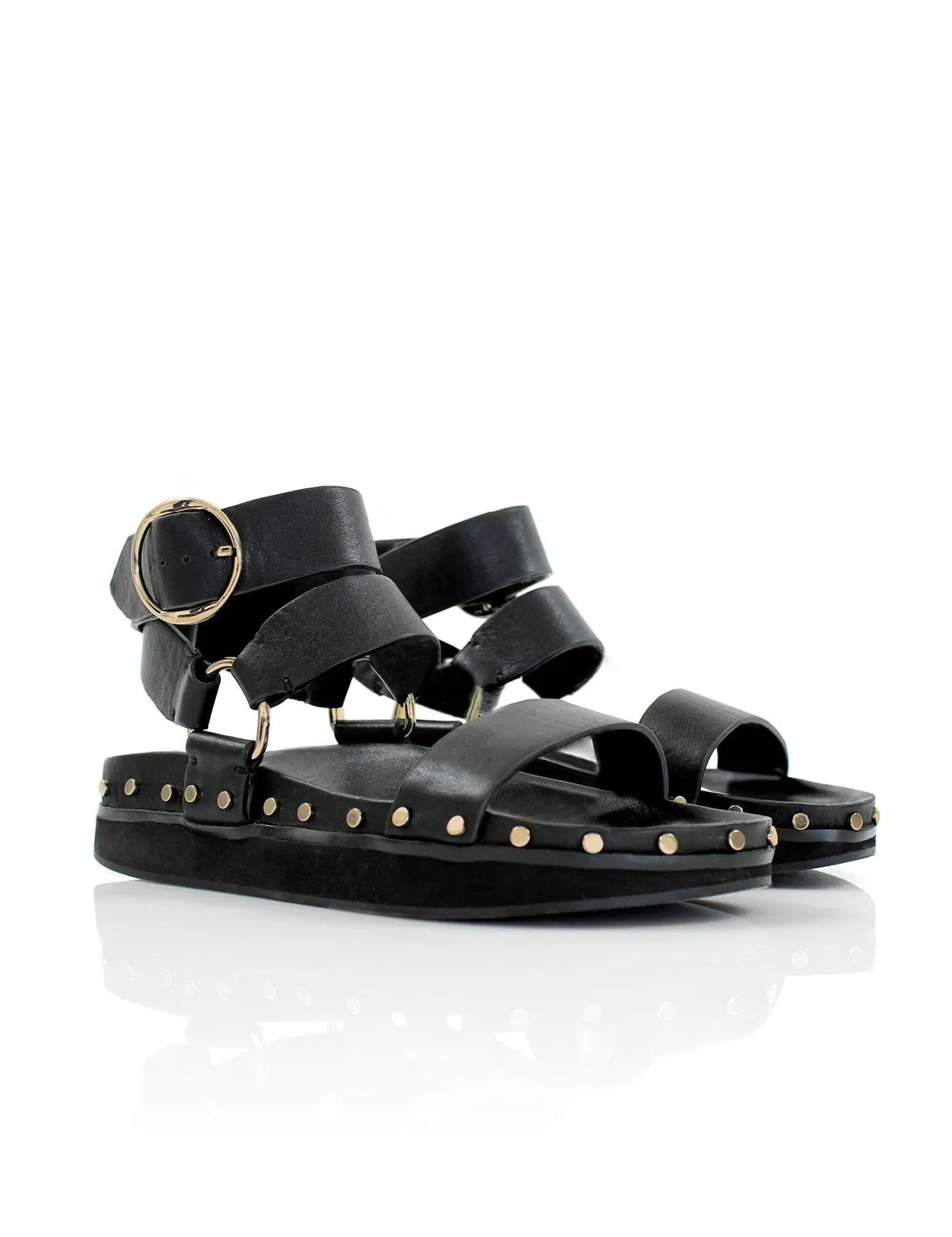 La Tribe Studded Sandal 1924 in Black/Gold