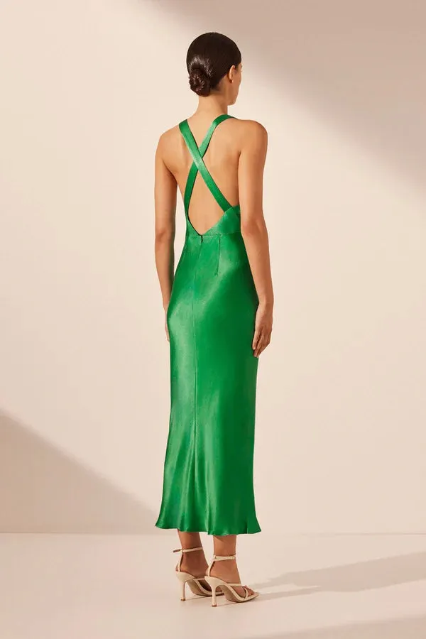 Lana Plunge Cross Back Midi