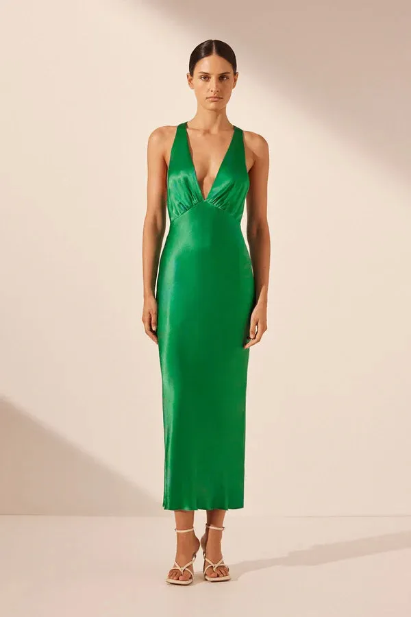 Lana Plunge Cross Back Midi