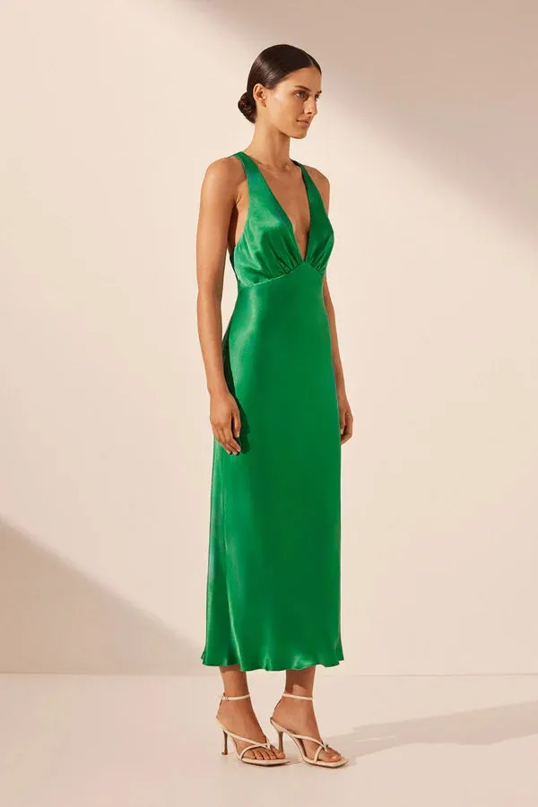 Lana Plunge Cross Back Midi