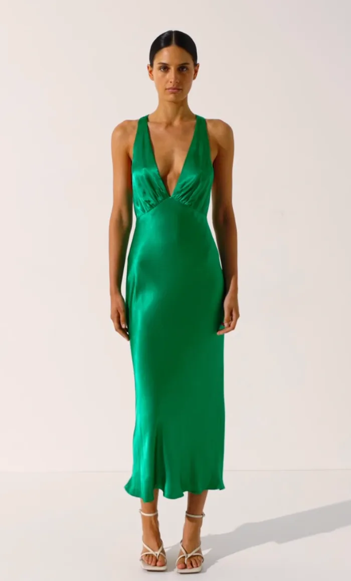 Lana Plunge Cross Back Midi