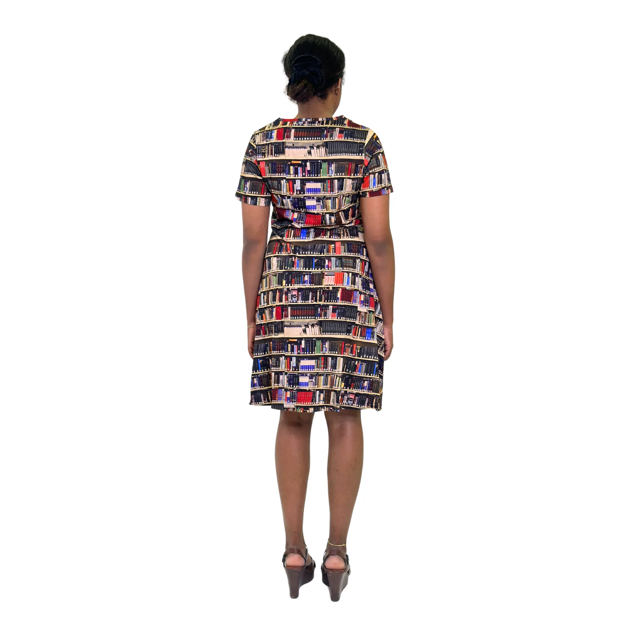 Library Shelves A-Line Dress (No Waist Seam)