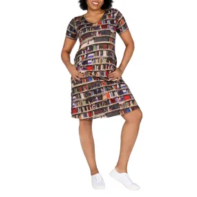 Library Shelves A-Line Dress (No Waist Seam)