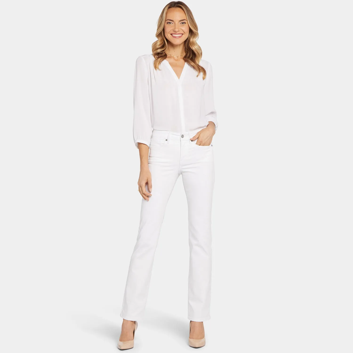 Marilyn Straight Jeans In Tall - Optic White