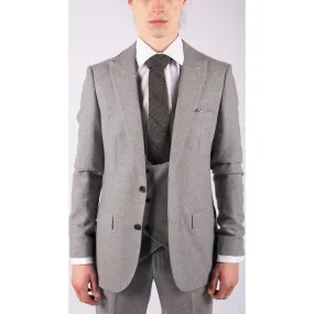 Men Wool 3 Piece Suit Double Breasted Grey Short Reg Long