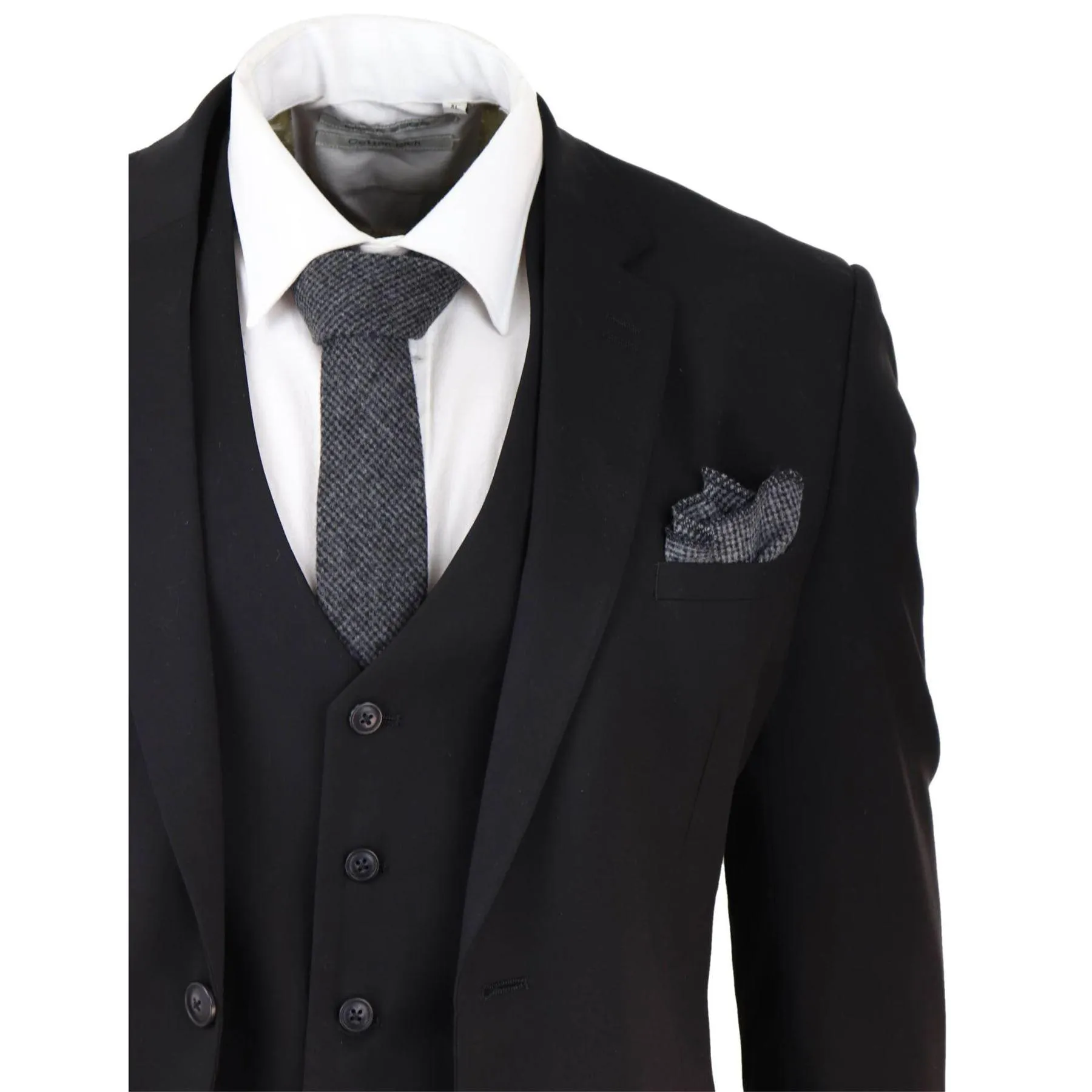 Mens Black 3 Piece Suit Classic Short Regular Long Smart Formal Tailored Fit