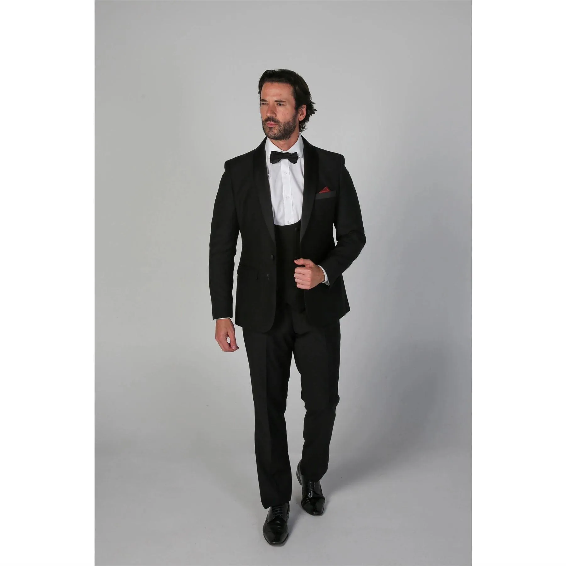 Men's Black Tuxedo Suit 3 Piece Shawl Lapel Formal Wedding Dress