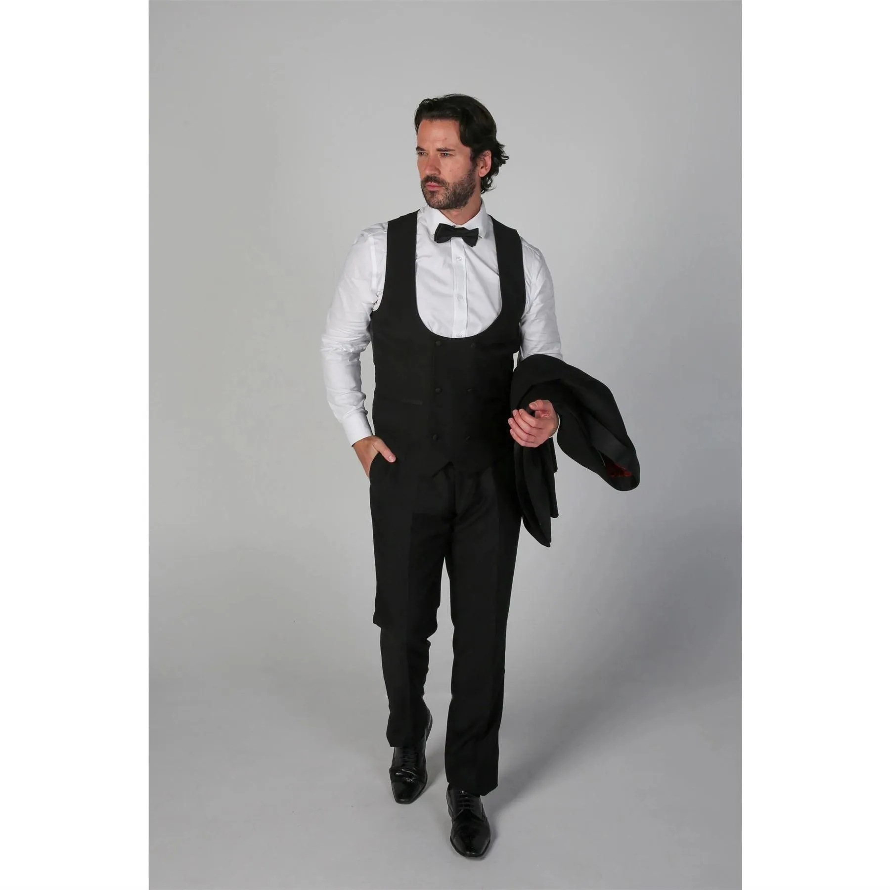 Men's Black Tuxedo Suit 3 Piece Shawl Lapel Formal Wedding Dress