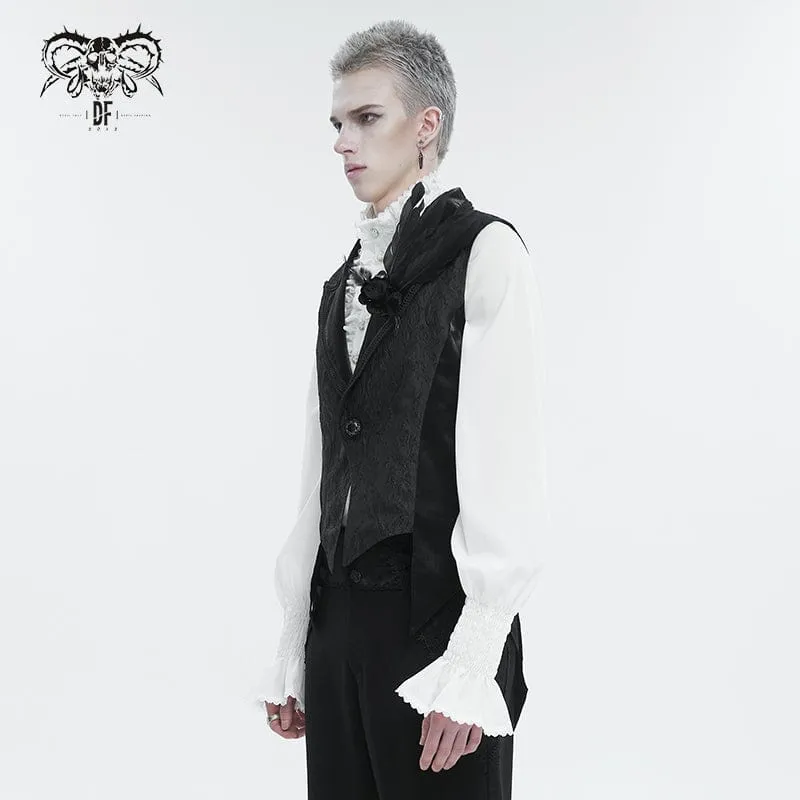 Men's Gothic Feather Swallow-tailed Waistcoat Black