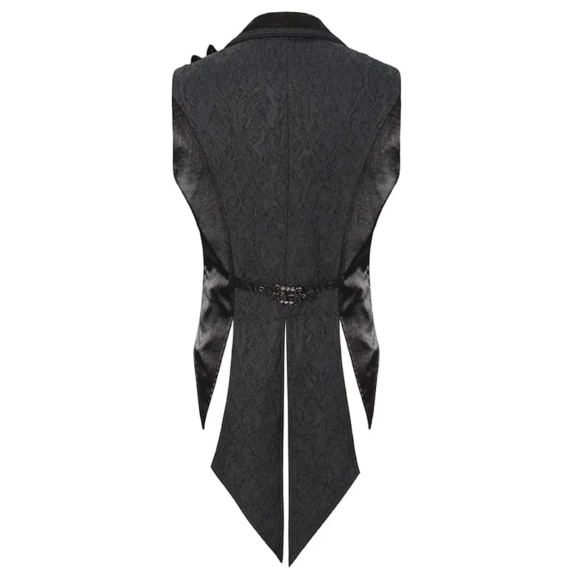 Men's Gothic Feather Swallow-tailed Waistcoat Black