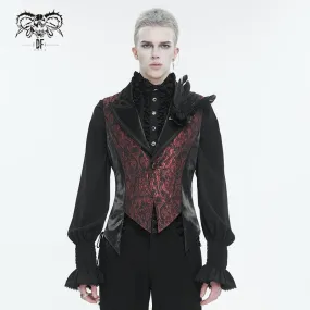 Men's Gothic Feather Swallow-tailed Waistcoat Red