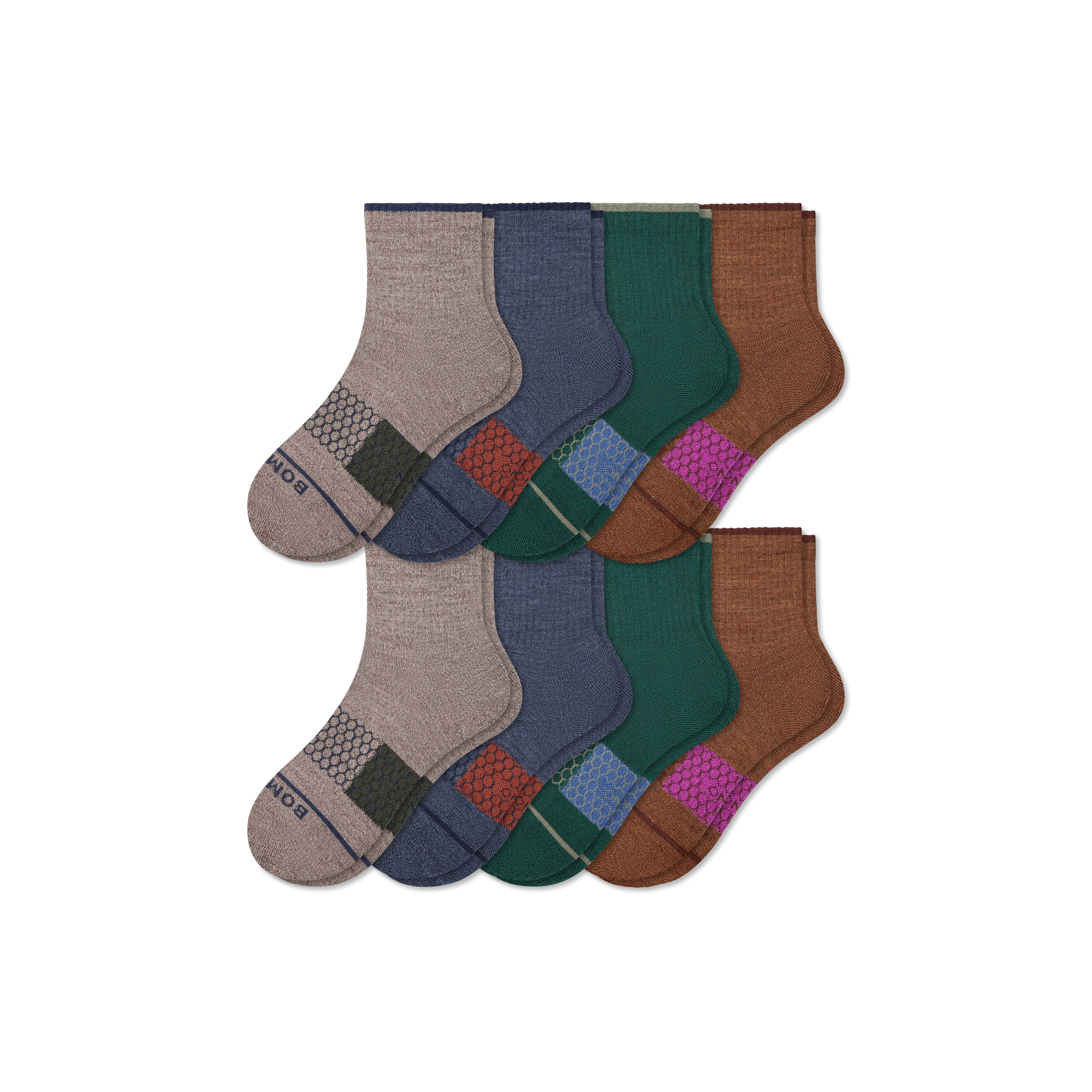 Men's Merino Wool Blend Quarter Sock 8-Pack