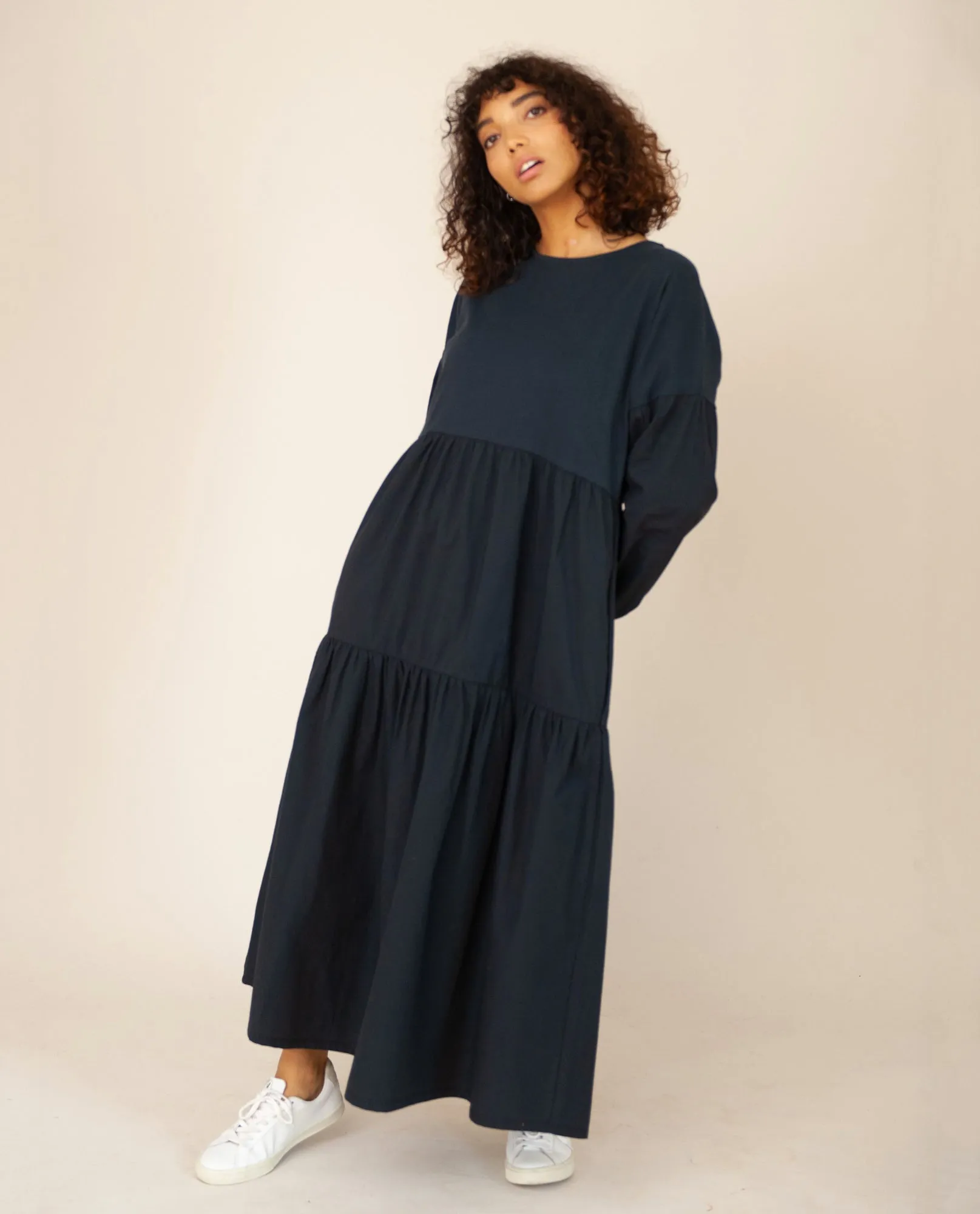 MIRABELLE Organic Cotton Dress In Deep Indigo