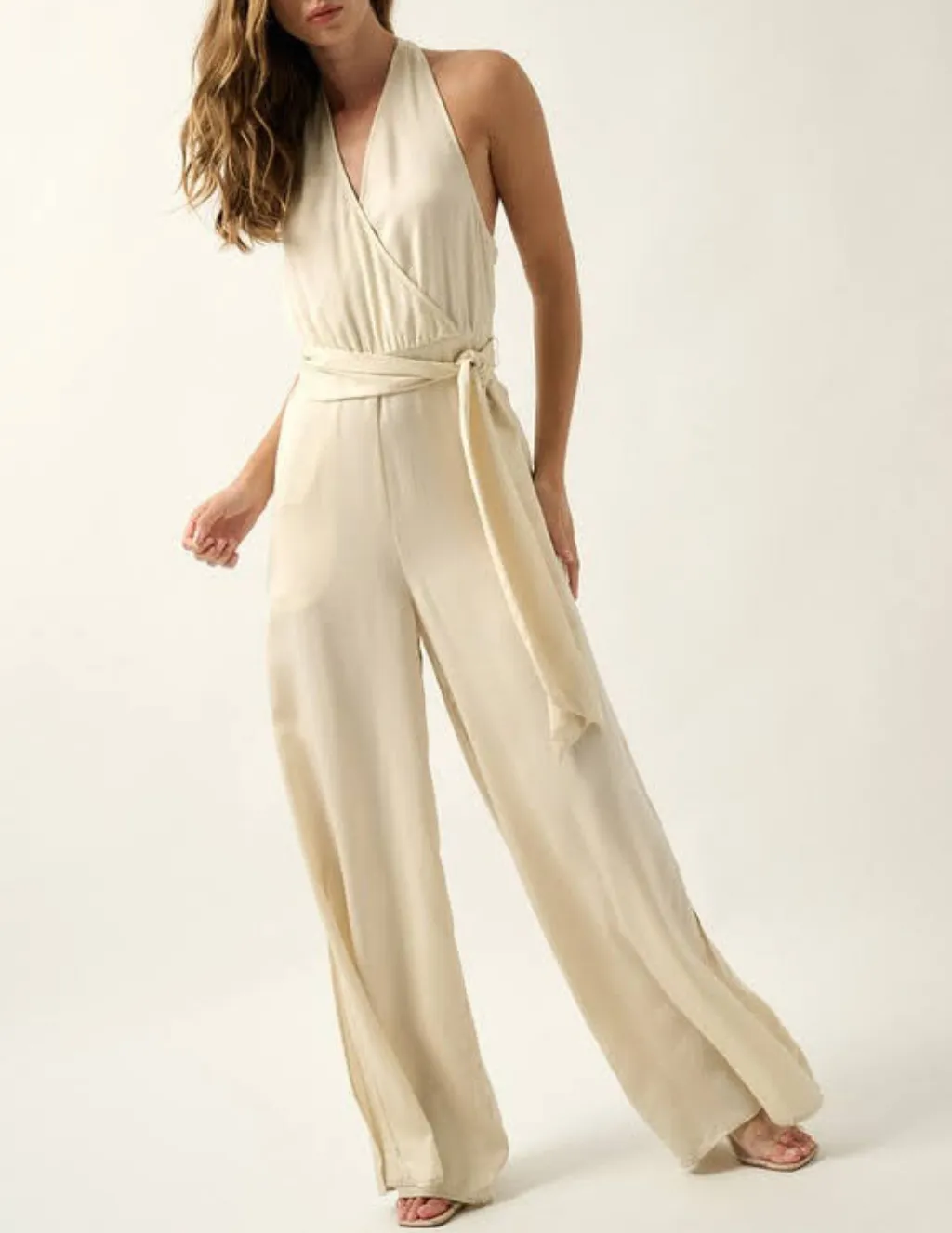 Moxie Satin Halter Jumpsuit