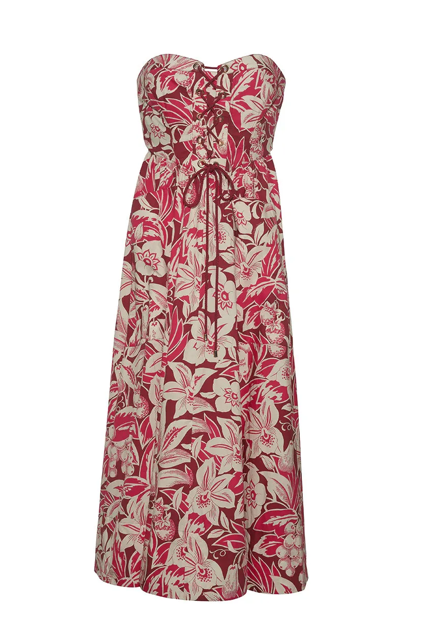 Nicola Midi Dress in Tropical Harvest Pink