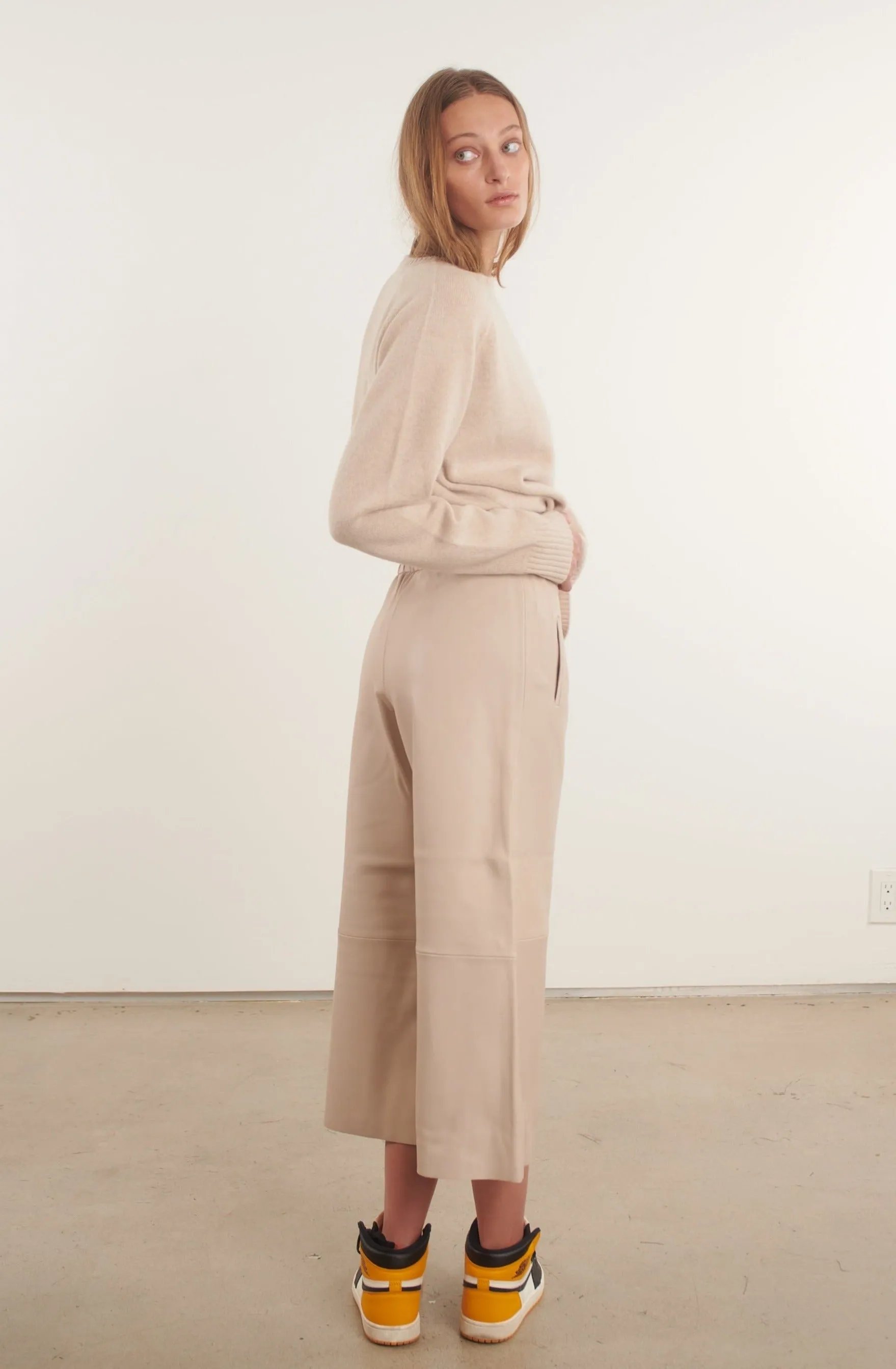 Off White Leather Culotte Pants