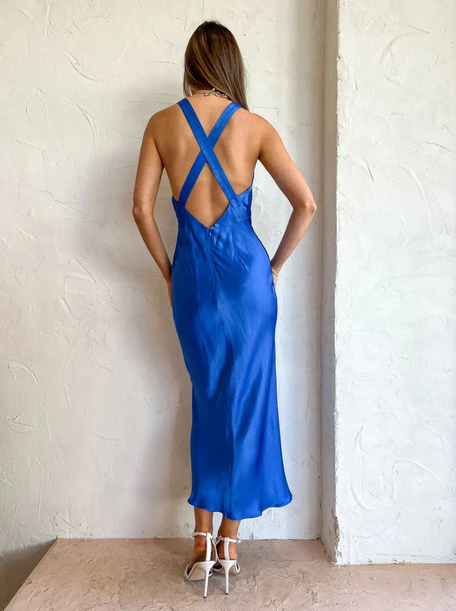 OLIVIERA PLUNGE CROSS BACK MIDI