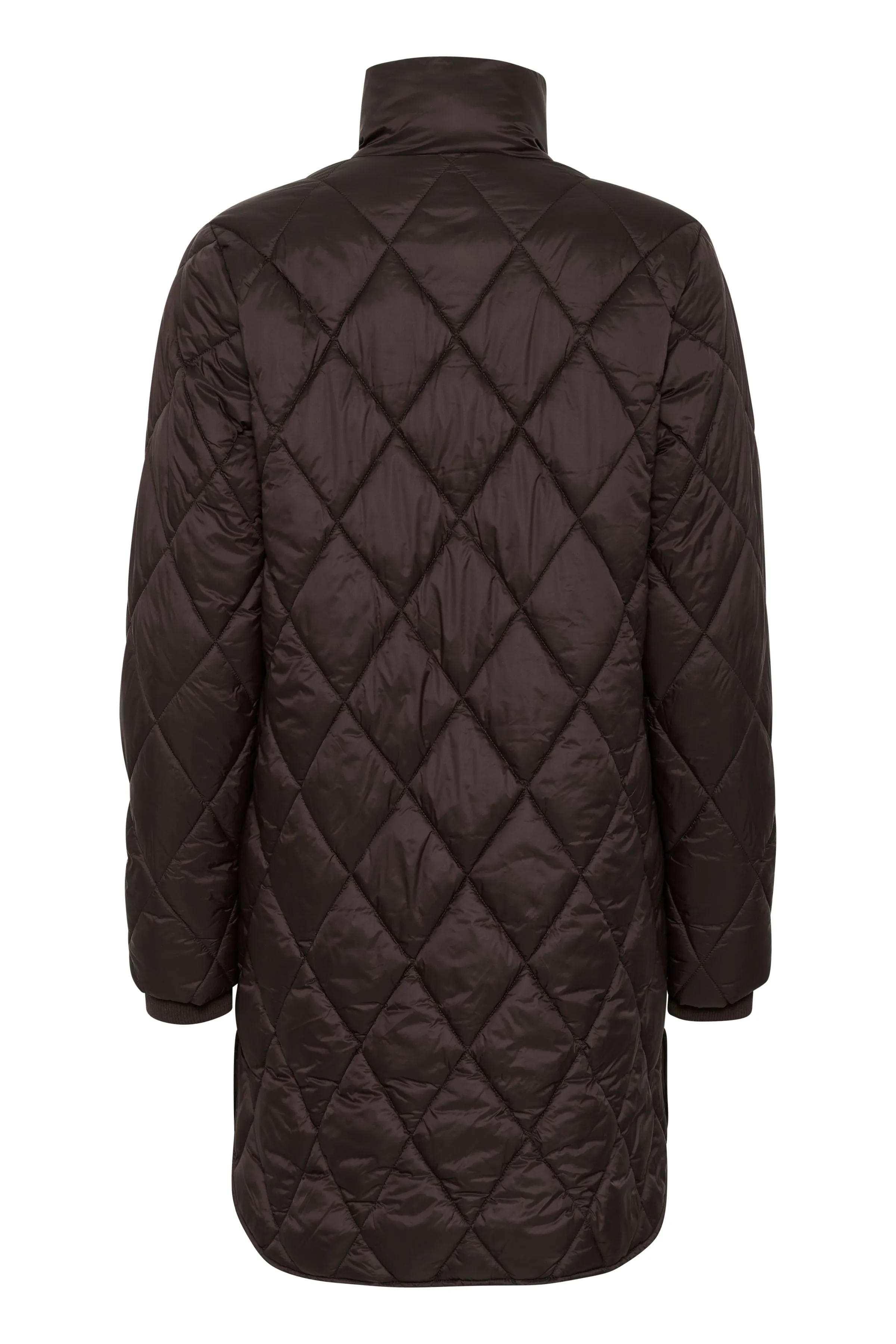 Part Two Olias Long Quilted Coat In Chocolate