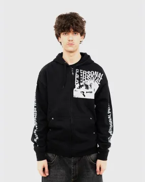 Personal Silent Joint Zip Up Hoodie - Black