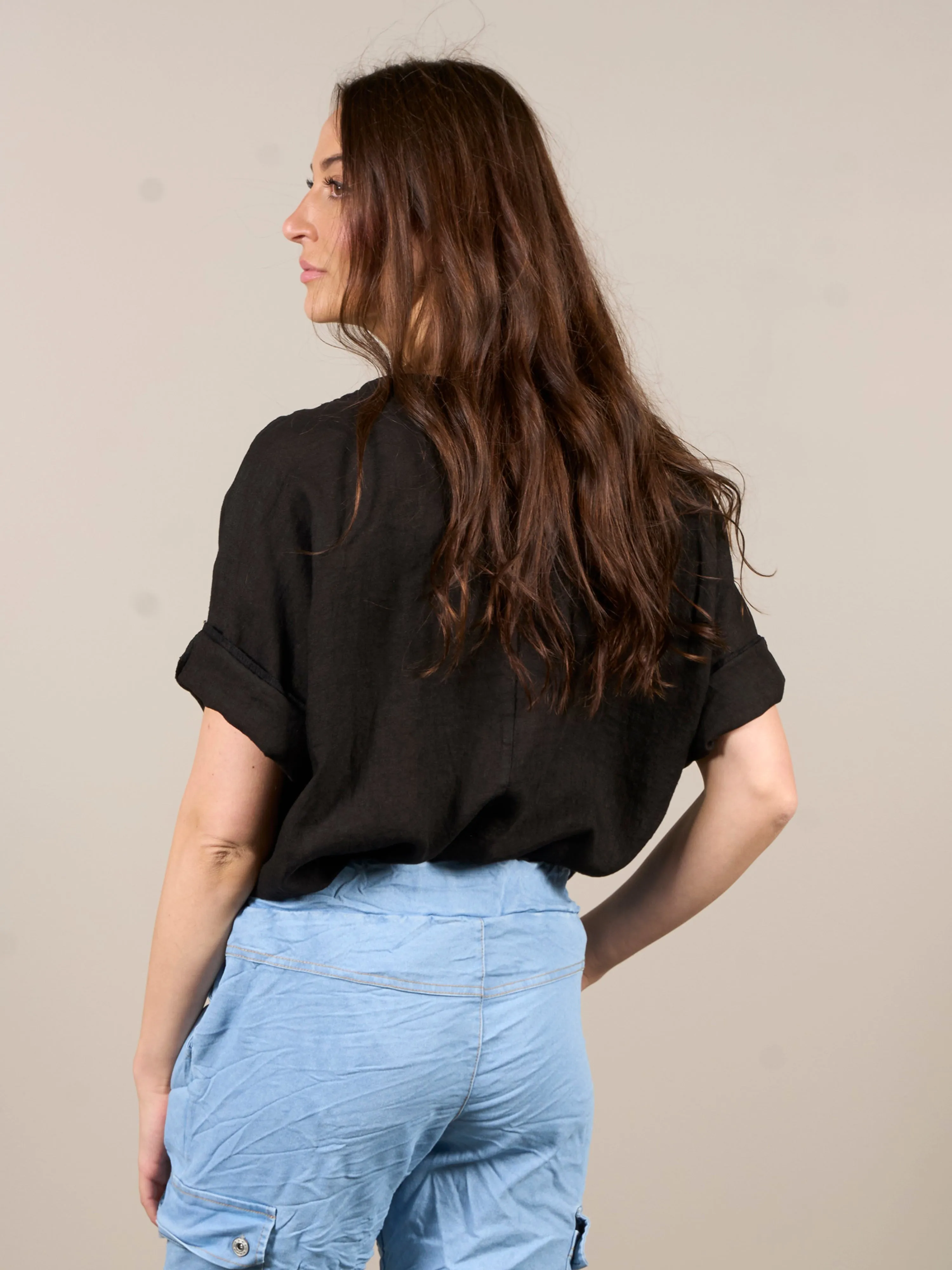 POLETTE linen top - Black