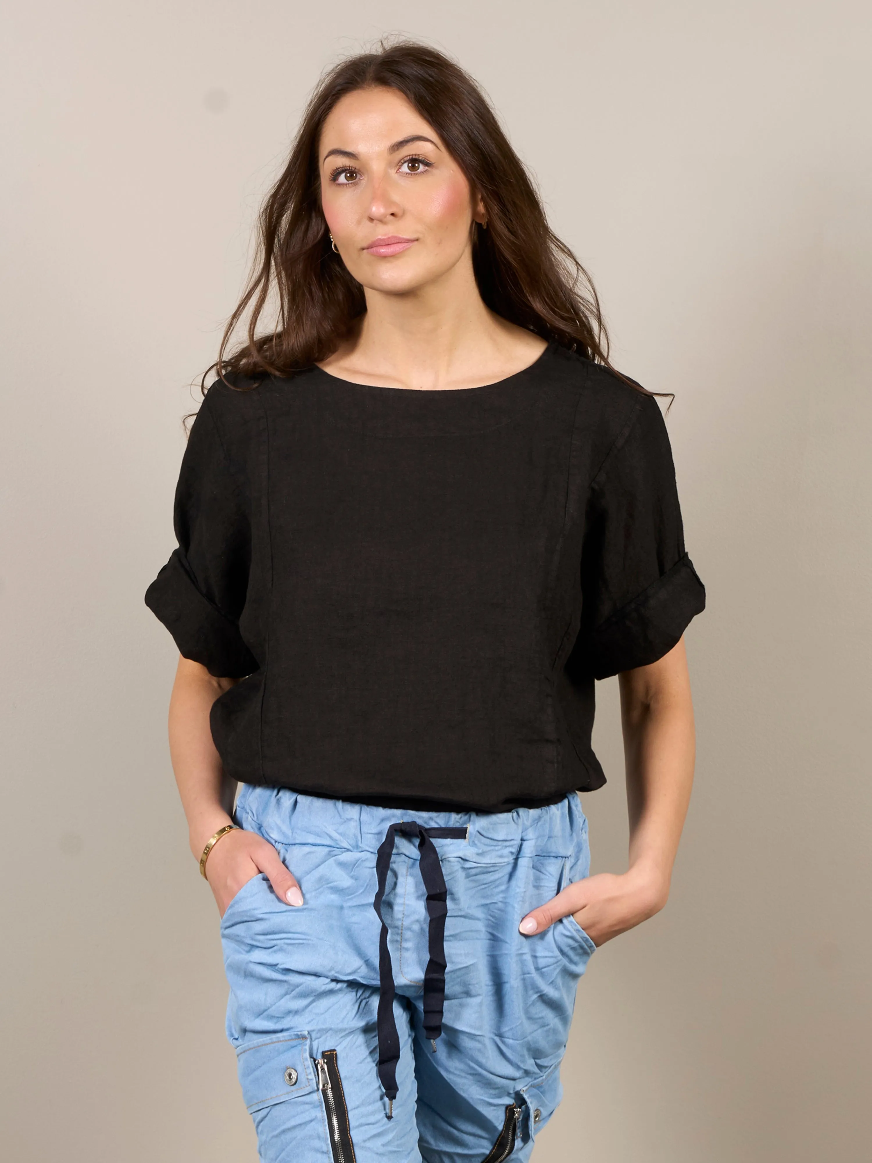 POLETTE linen top - Black