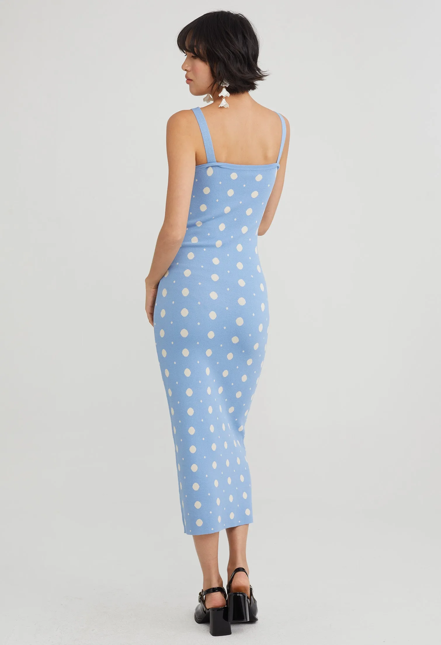 Polka Dot Knit Bodycon Dress