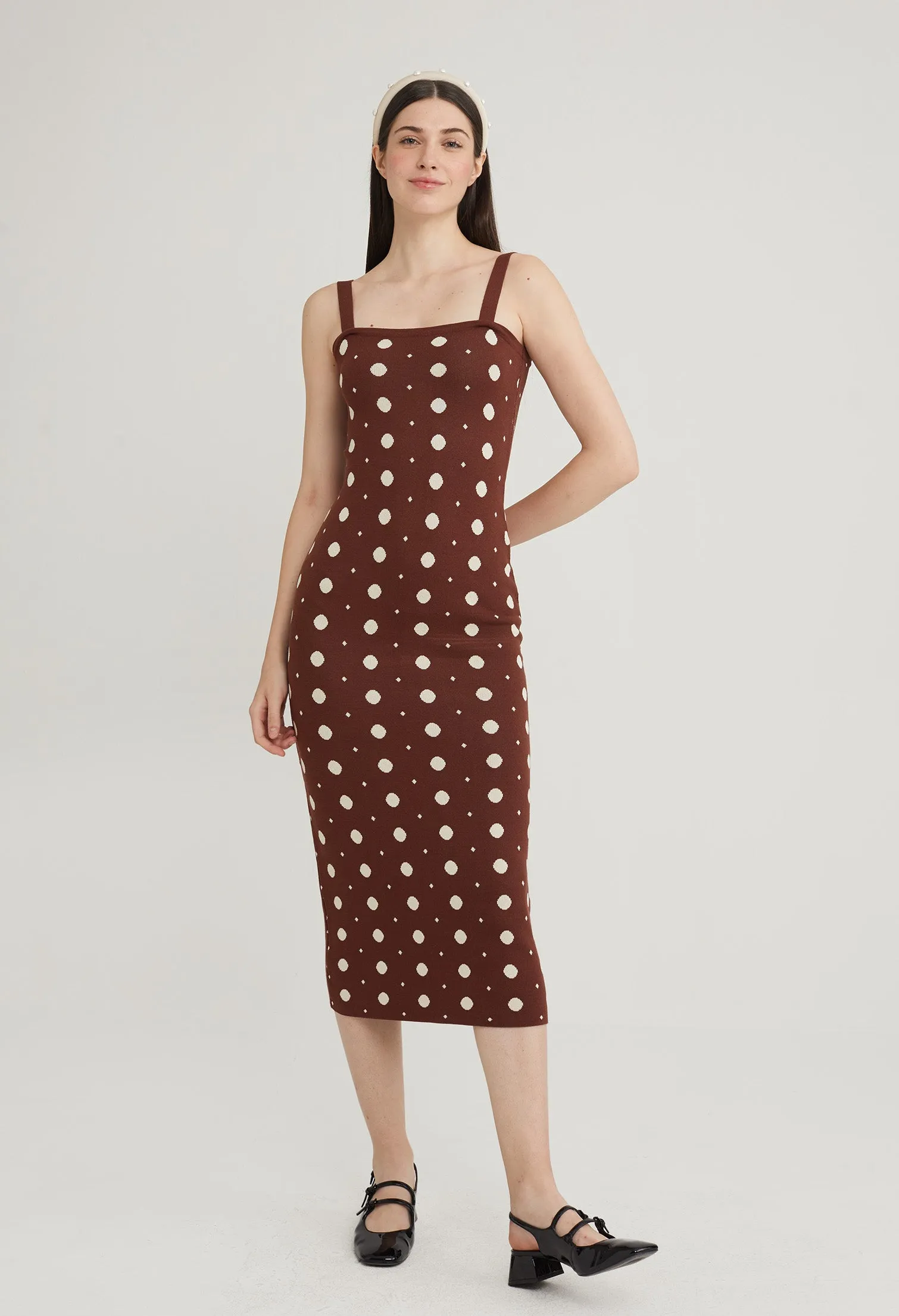 Polka Dot Knit Bodycon Dress