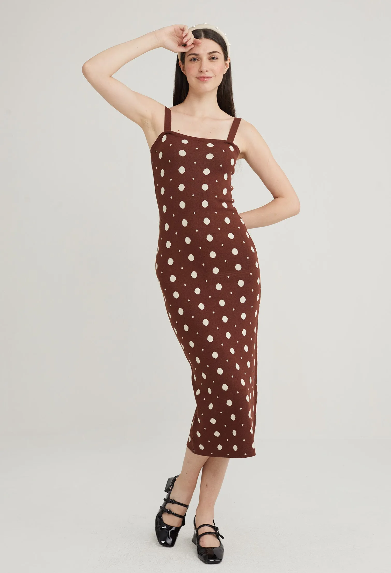 Polka Dot Knit Bodycon Dress