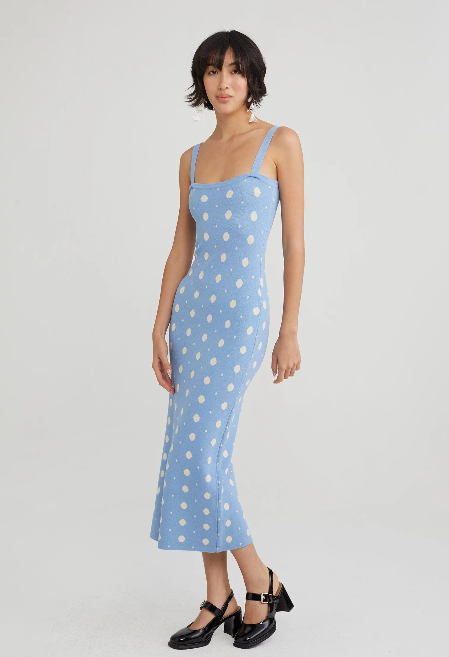 Polka Dot Knit Bodycon Dress