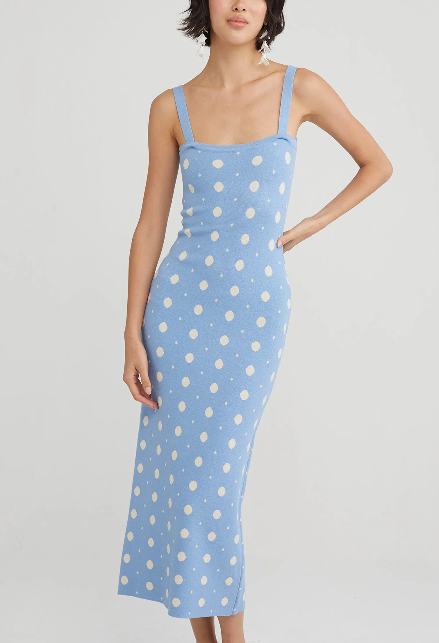 Polka Dot Knit Bodycon Dress