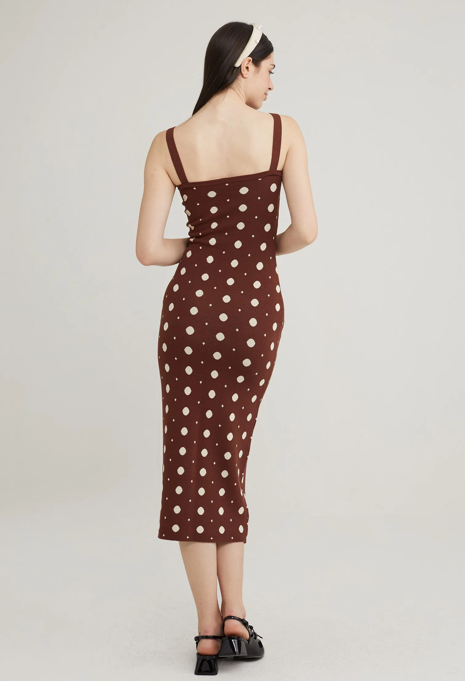 Polka Dot Knit Bodycon Dress