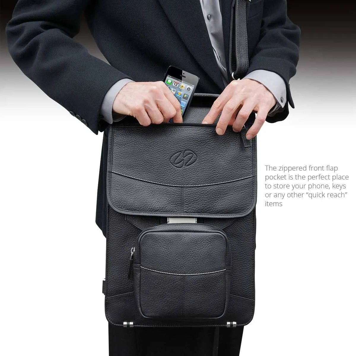 Premium Leather Briefcase Backpack