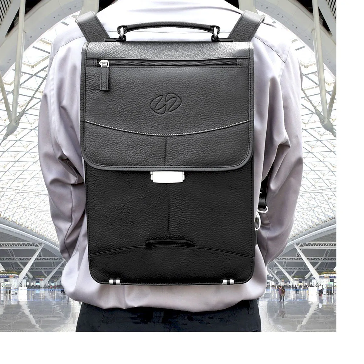 Premium Leather Briefcase Backpack