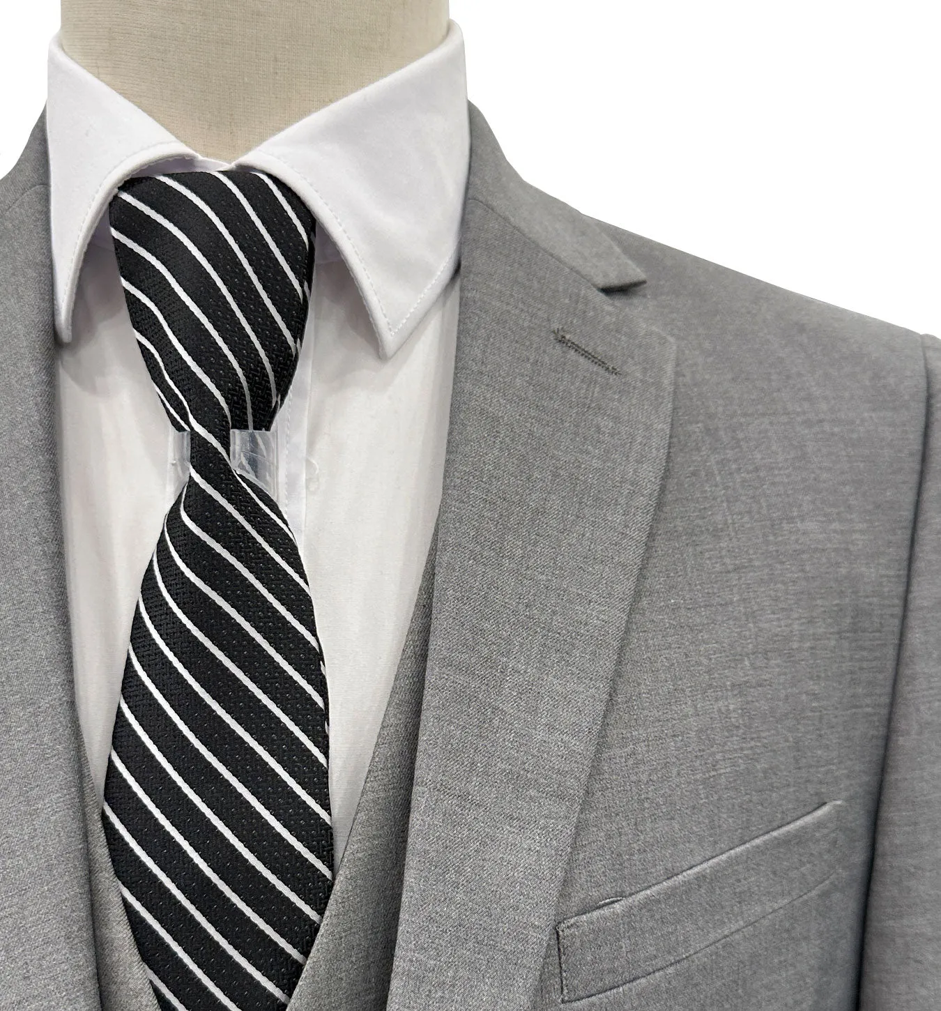 Profile Slim Fit Vested Suit - Light Gray