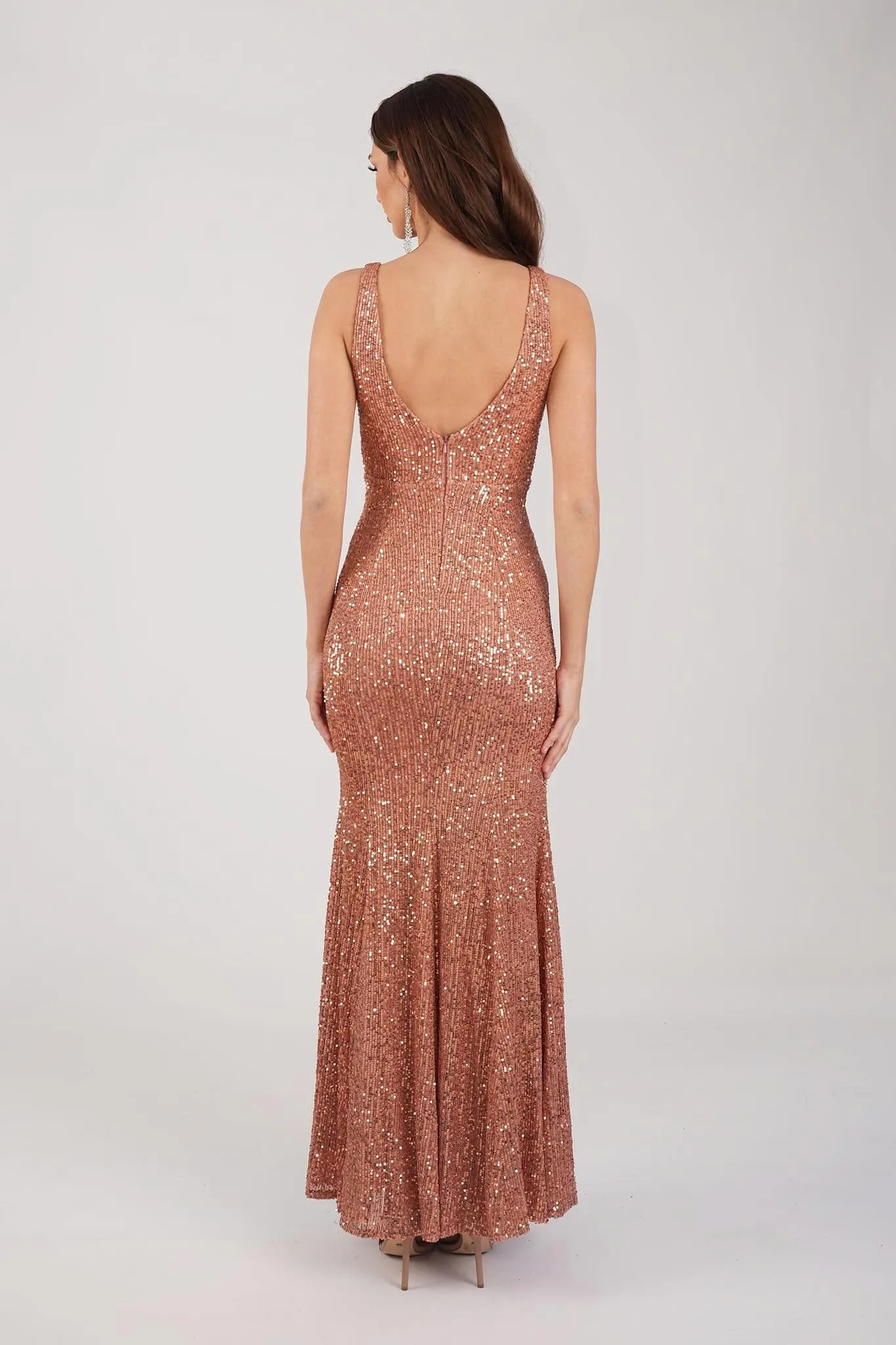 Reyna Sequin Gown - Dusty Rose