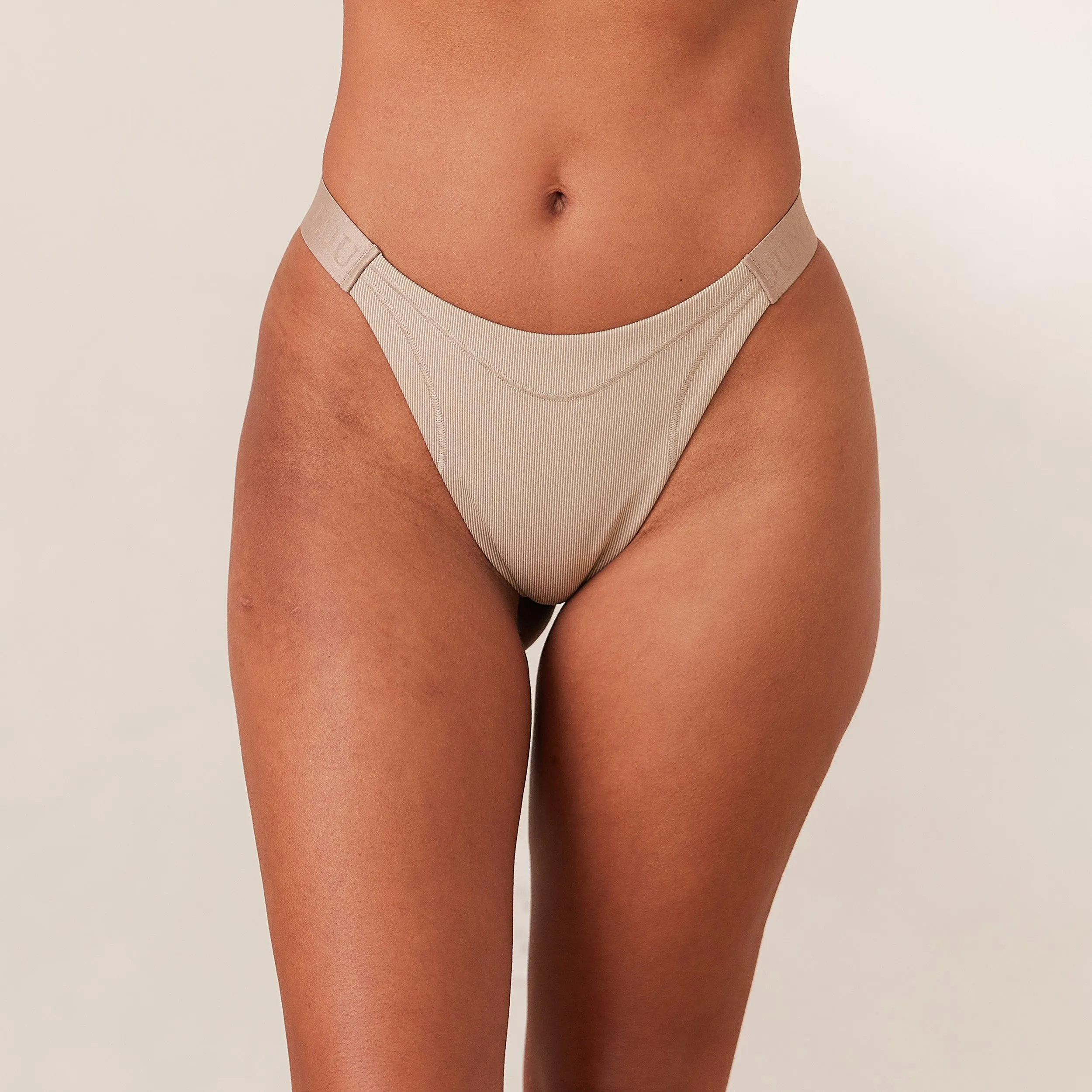 Ribbed Mindful Thong - Mink