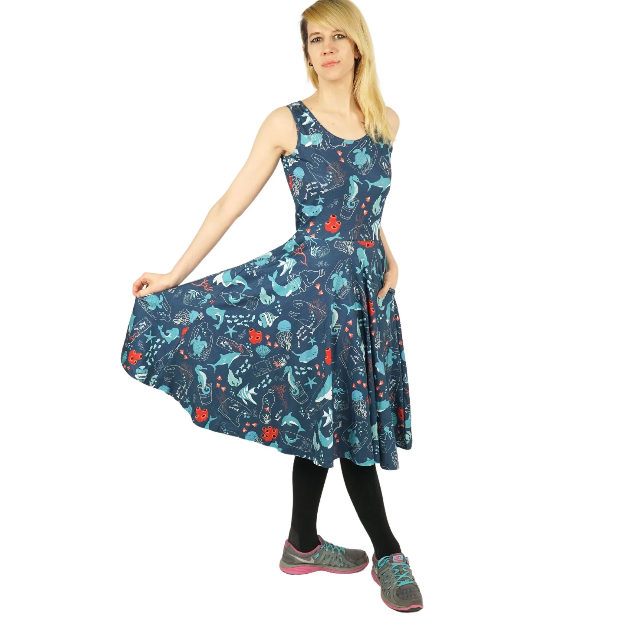 Save the Ocean Sleeveless Twirl Dress