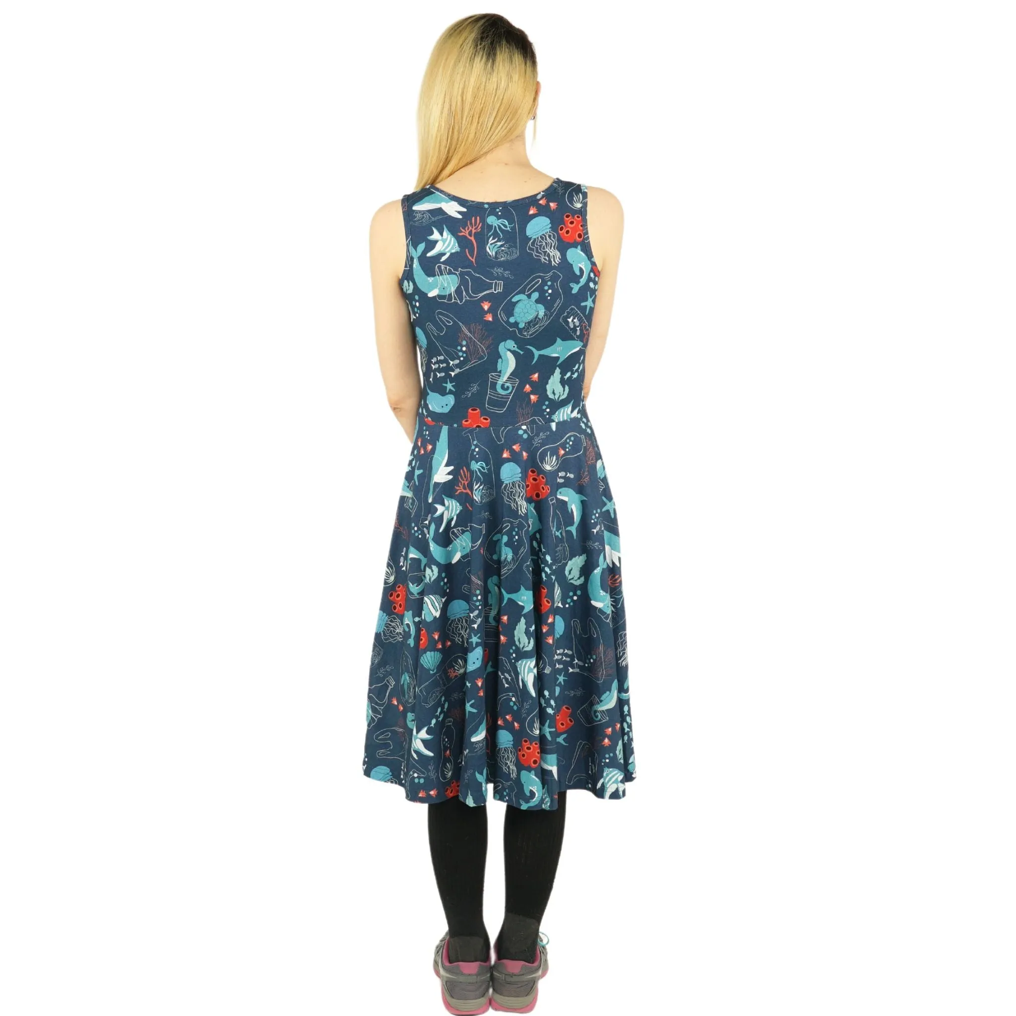 Save the Ocean Sleeveless Twirl Dress